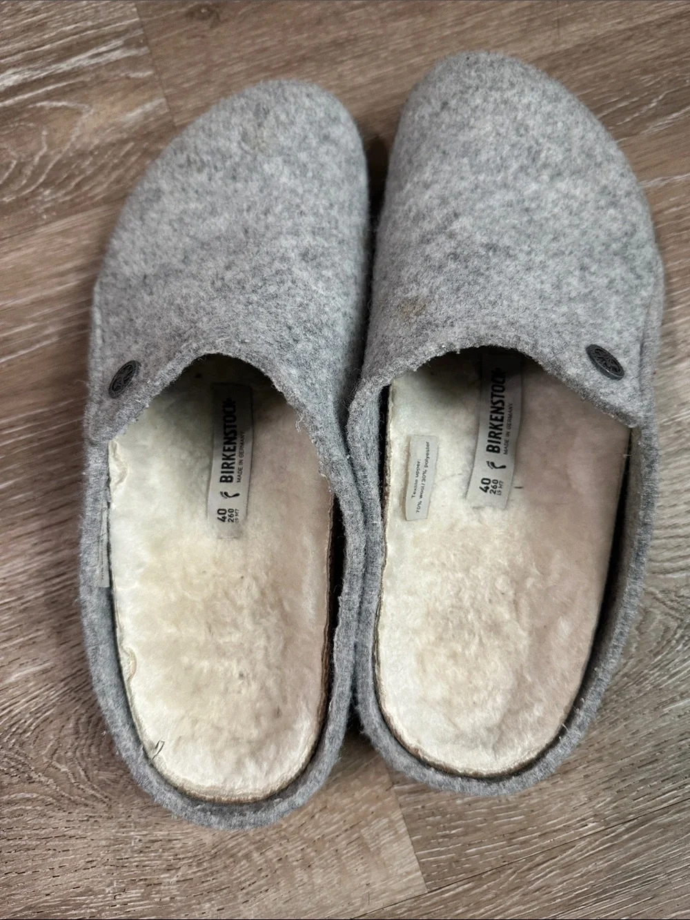 Birkenstock Cream and Light Gray Wool Felt Slip-On Clog W9 M7 - Picture 3 of 7